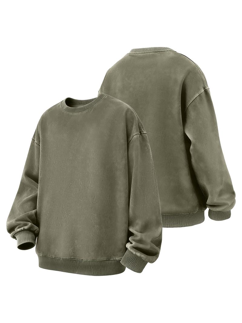 CCCMAI Men's Plain Drop Shoulder Essentials Sweatshirt Loose Fit Casual Long Sleeve Crewneck Pullover for Fall Winter Daily Wear Menswear Tops in Multiple Colors Motocross