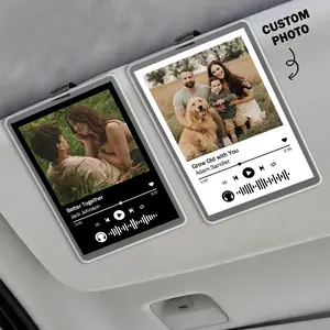 Custom Car Visor Photo Clip, Acrylic Sun Visor Decor Gift, Couple Photo Music Code Car Clip, Music Lover Family Gift, Gift For Dad Boyfriend