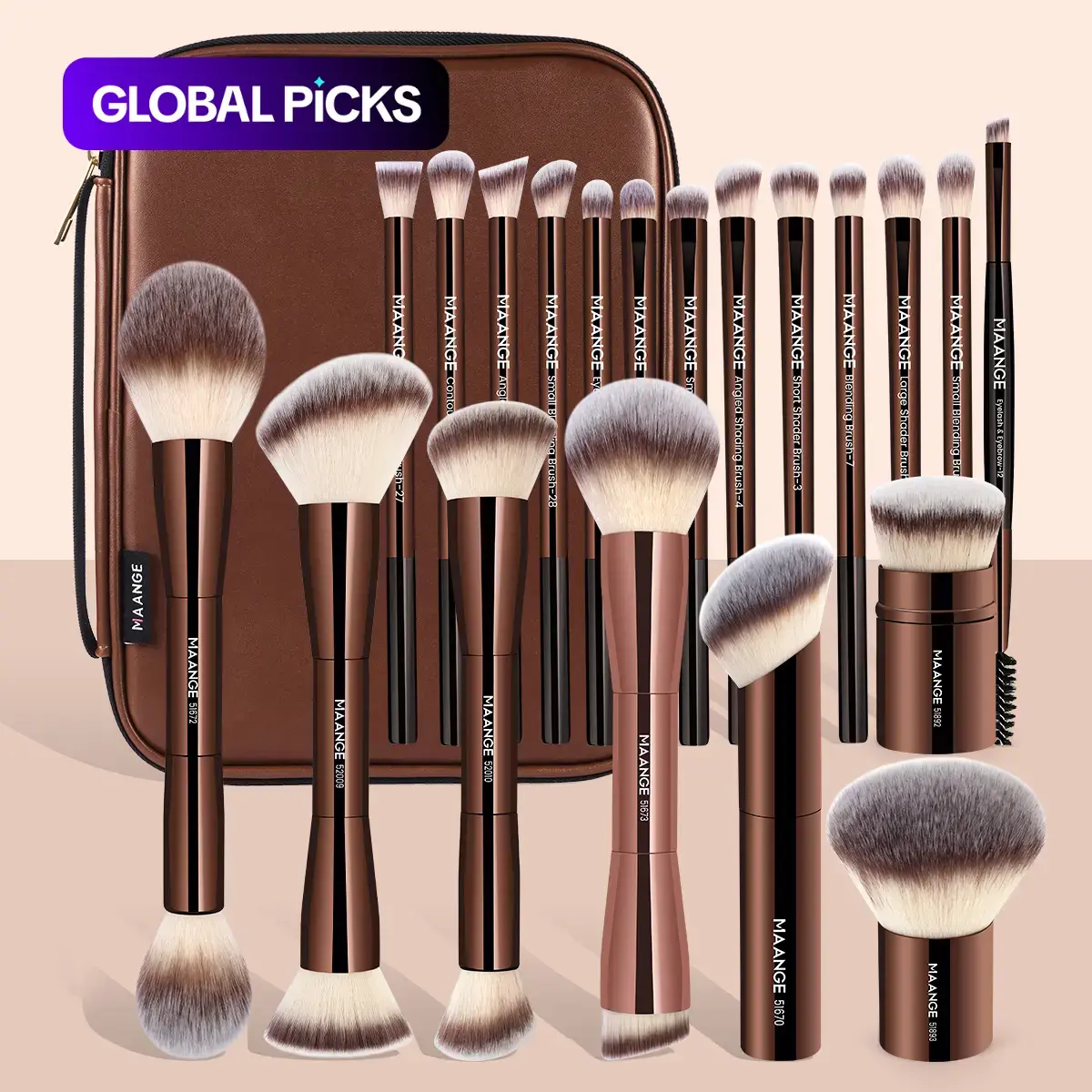 Makeup Brush Set with Storage Bag, 20-Piece Professional Face Makeup Brush Kit with Soft Bristles, Brushes Makeup, Versatile Cosmetic Brush Set for Women & Girls Beauty Brush Set #GLOBAL PICKS