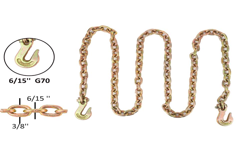 【GARVEE】Grade 70 Chain and Load Binders with 5/16" to 1/2" Chains, 10ft Length, Includes Grappling Hooks, Ideal for Industrial, Agricultural, Logging, and Towing Use, Available in Multiple Pack Sizes