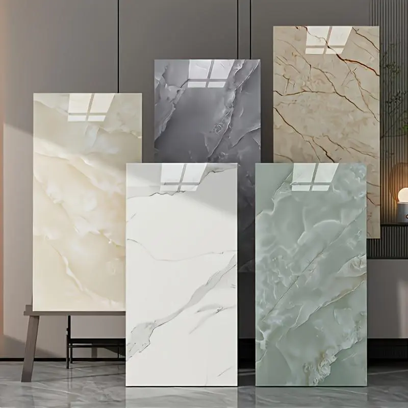 BRODARK 20/40Pcs Classic Geometric Large Flat White Marble PVC Decorative Wall Tiles Sticker, Easy Peel & Stick Waterproof Self-Adhesive Panels (23.62*11.8in), Kitchenware for Kitchen, Bathroom Home Decor