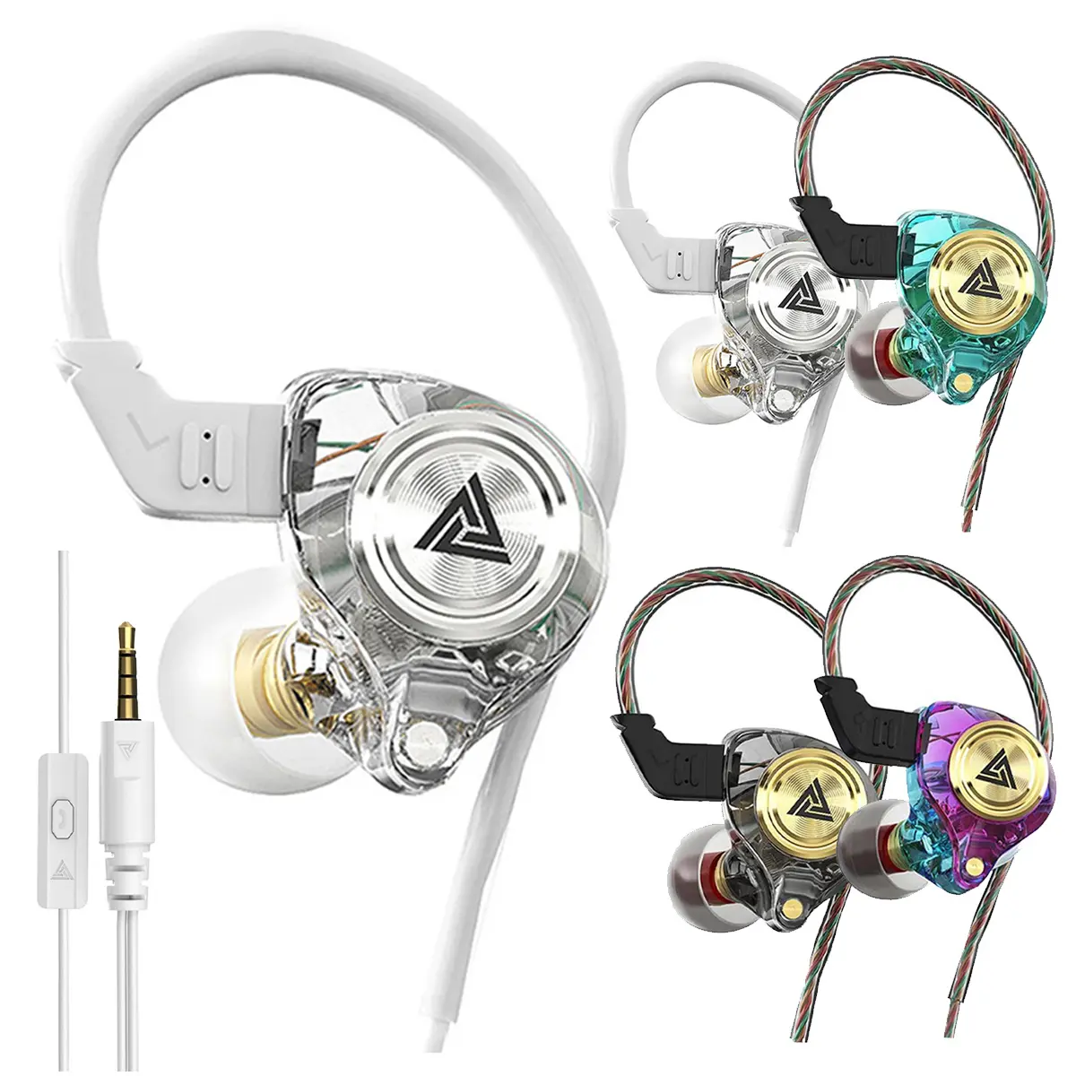AK3 Portable Wired Gaming Earbuds - HiFi Subwoofer Noise Cancelling 3D Stereo Sound Headphones Deep Bass Sound for Gaming Sports Gym Lightweight & Portable Cheap Earbuds Monitor (Black Clear Green Purple)