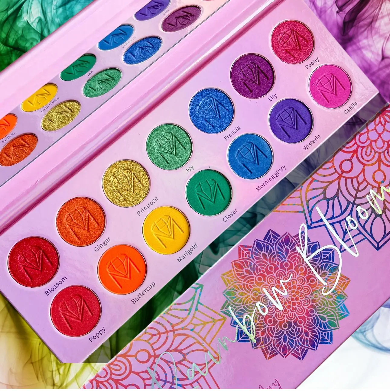 Ruby May Rainbow Bloom Eyeshadow Palette - 14 Pressed Pigments, Glitter-Filled, Kaleidoscope Glitter - Makeup, Glitter-Filled Eyeshadow