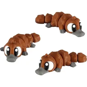 PowerTRC 3D Printed Articulated Platypus Fidget Toy 3 Pack – Flexible Cute Animal Desk Decor, Adult Fidget Collectible – 3D Printed in USA
