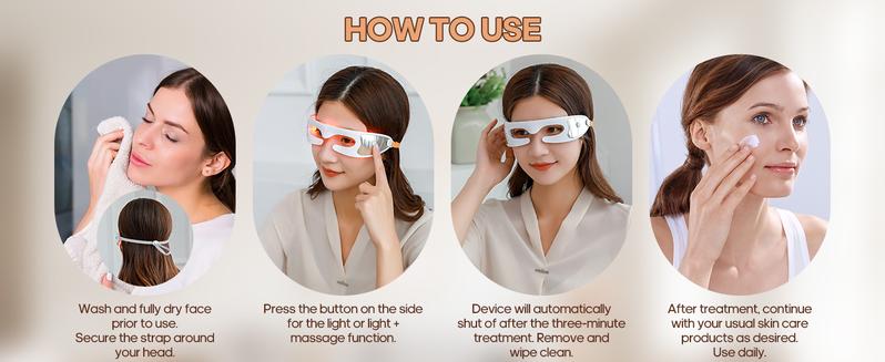 LED Red Light Therapy Eye Device,LED Light Therapy with Soothing Vibration, Adjustable Strap & Rechargeable LED Eye Mask,3 Modes Red Light Eye Mask for Skincare,Under-Eye Treatment & Rejuvenation,for Anti-Aging, Dark Circles and Wrinkles