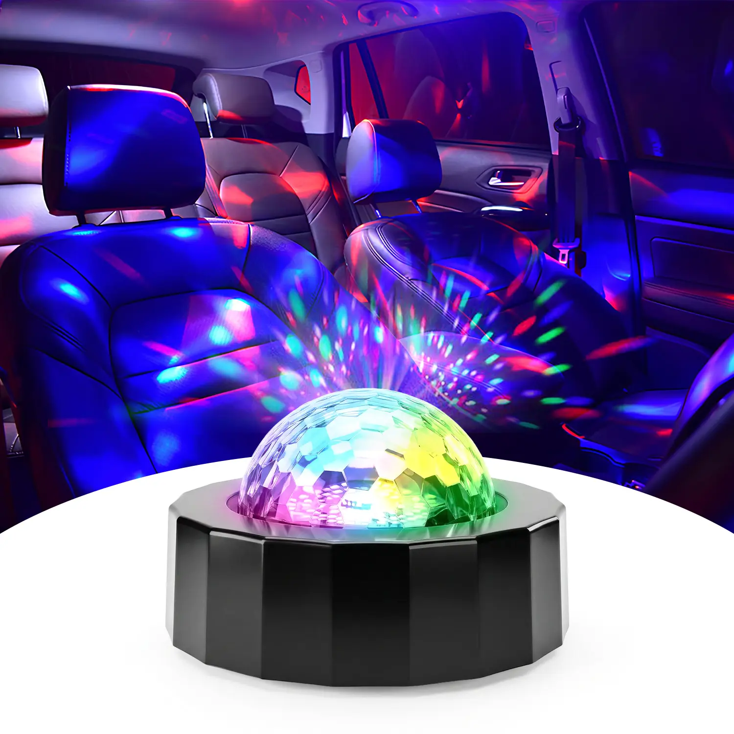Rechargeable Mini Disco Light,  2 Modes Sound Activated Multi-Color Battery Operated Disco Ball Light, Festival Party Light, Led Stage Light, Car Decoration Light,Mini RGB Party Lights With Magnetic Base