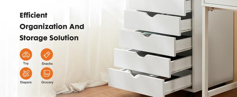 【Valentine's Day gift】Sweet Furniture 7 Drawer Chest - Storage Cabinets Dressers Wood Dresser Cabinet with Wheels Mobile Organizer Drawers for Office, Bedroom, Home