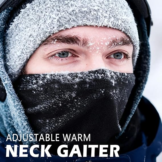 2 Pack Winter Neck Gaiter Warmer for Men Women Windproof Fleece Face Mask Bandana Scarf Ultra Warm Protection Cold Weather Sport Unisex High Elasticity One Size Fits Most