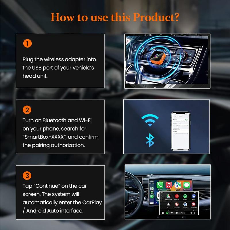 2026 Wireless CarPlay & Android Auto Adapter – Plug & Play, Fast No-Delay, Hands-Free Calling, iPhone & Android Compatible