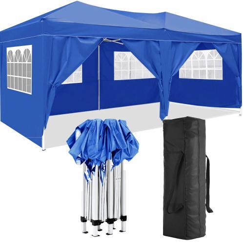 Outdoor Party Tent 10'x30' with 8 Removable Sidewalls Waterproof Canopy Patio Wedding Gazebo White Big Spacious Durable PE Cloth Upgraded Pipe Connection for Better Stability