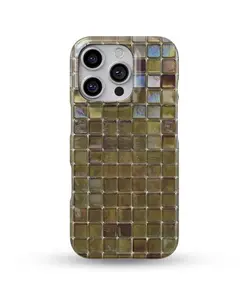 Olive Green Mosaic Tile Phone Case for iPhone 17 16 15 14 13 12 11 Pro Max, Samsung S25 S24