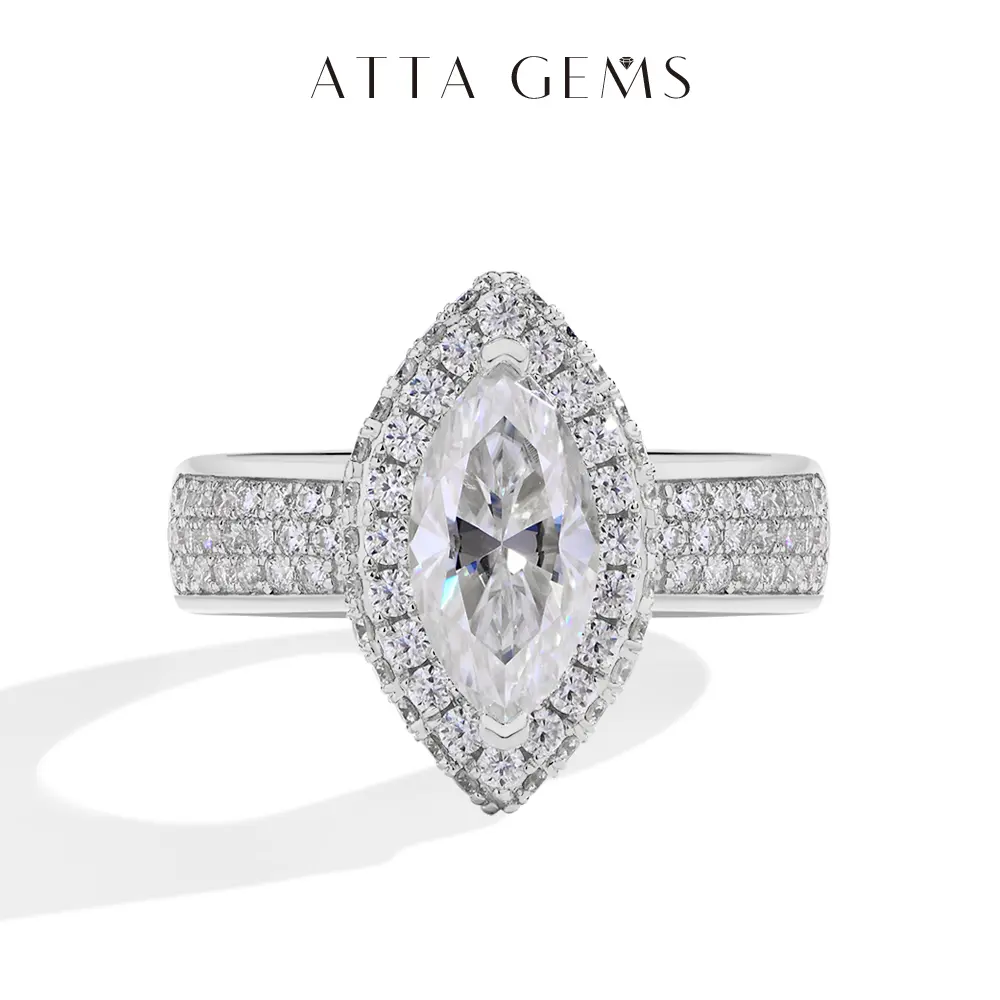 Women's 2CT D Color VVS1 Clarity Marquise Cut Synthetic Moissanite Engagement Ring - Elegant Artificial Gemstone Ring for Bridal Use, Daily Wear, Special Gifting (R184), Elegant Ring
