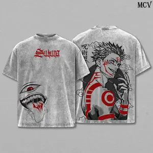Sukuna Tee Washed – Jujutsu Kaisen Execution The Movie Culling Game Arc Vintage Oversized Heavy Cotton Double Printed Anime Manga T-Shirt, Retro Unisex Streetwear Graphic Top, Ryomen Sukuna’s Vessel Curse King Edition, JJK Japanese Otaku Gift Tee