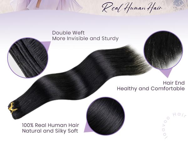 LaaVoo Sew in Hair Extensions Real Human Hair Double Weft Hair Extensions Sew in FallFreshness