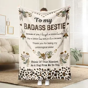 Flannel High-Definition Printed Blanket, Sister Gift, BFF Gift, Best Friend Gift, Gift, Decor, Suitable for Sofa, Bed, Travel, Outdoor, Comfortable, O