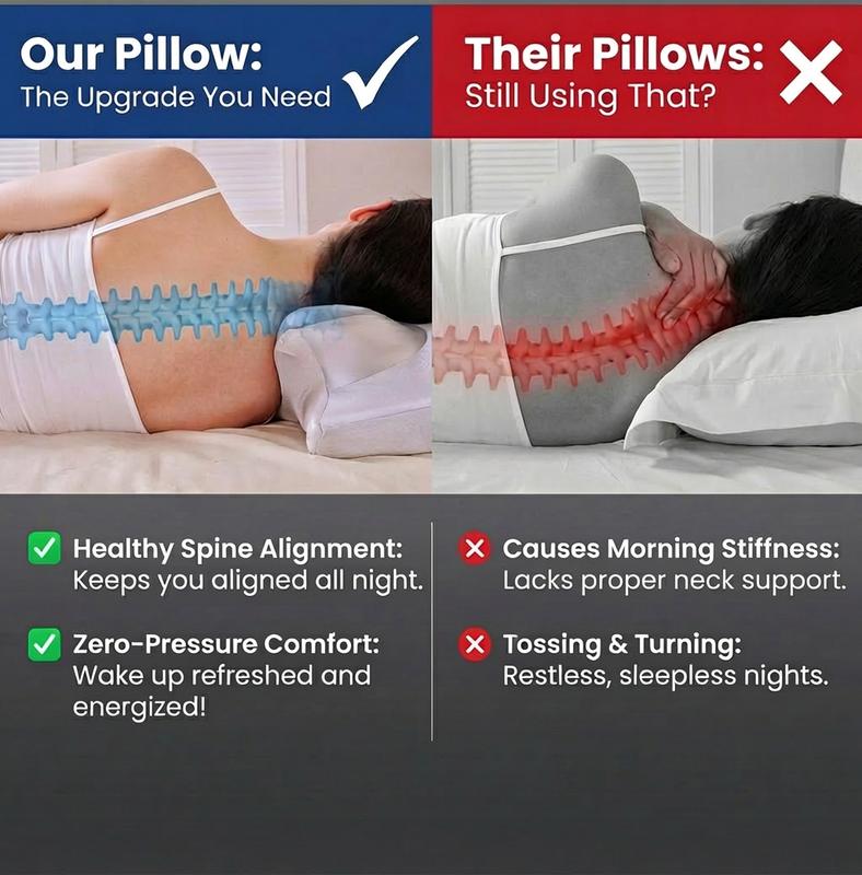 Restful Bliss Side Sleeper Pillow – Ergonomic Memory Foam Neck & Shoulder Support, Breathable Cervical Alignment Design for Side Sleeping, Pressure Relief, All-Night Comfort, Durable Contoured Orthopedic Pillow