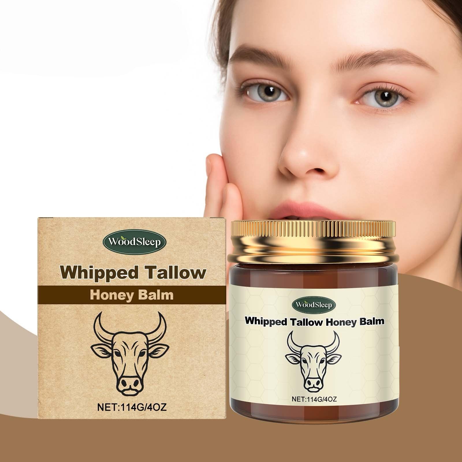 Lopeie Whipped Grass-Fed Beef Tallow HoneyBalm -4 0z,Moisturizing Cream for Soft, SmoothSkin-Handmade All-Natural Moisturizer-Lavender