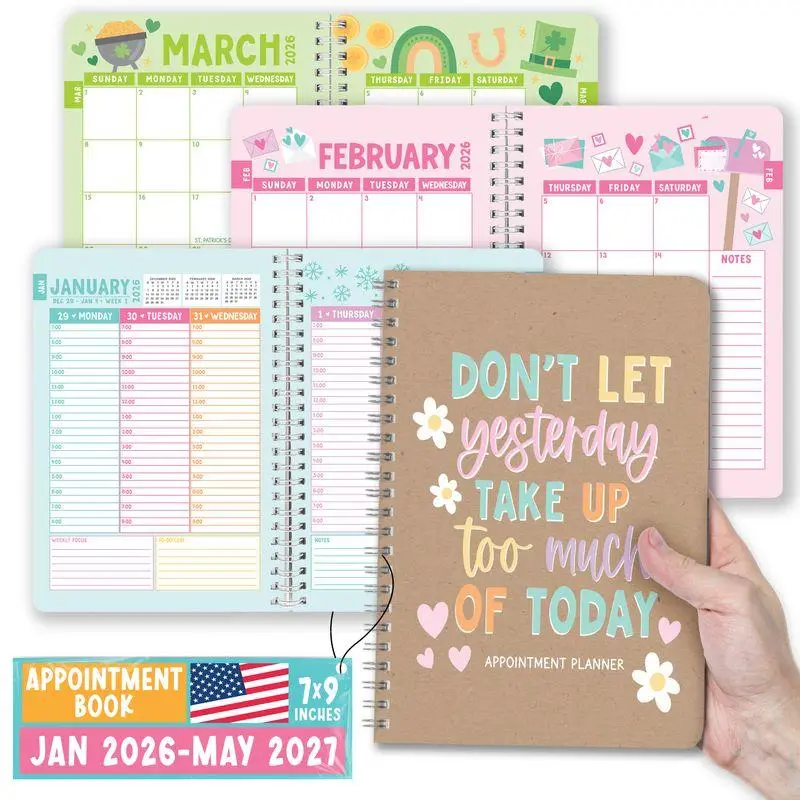 2026-2027 Weekly Appointment Book - Hourly Planner, Monthly Schedule, Vertical Layout, Daily Planner Office Stationery Supplies