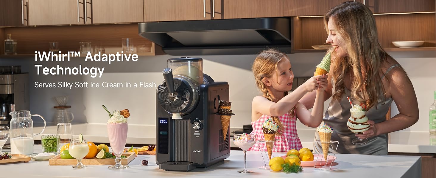 HiCOZY F3 Slushie Machine & Soft Serve Ice Cream Machine, No Ice Needed, Self-Cleaning, 5 Presets for Soft Serve, Frozen Drink, Milk Shake, Margaritas, Frappés and More