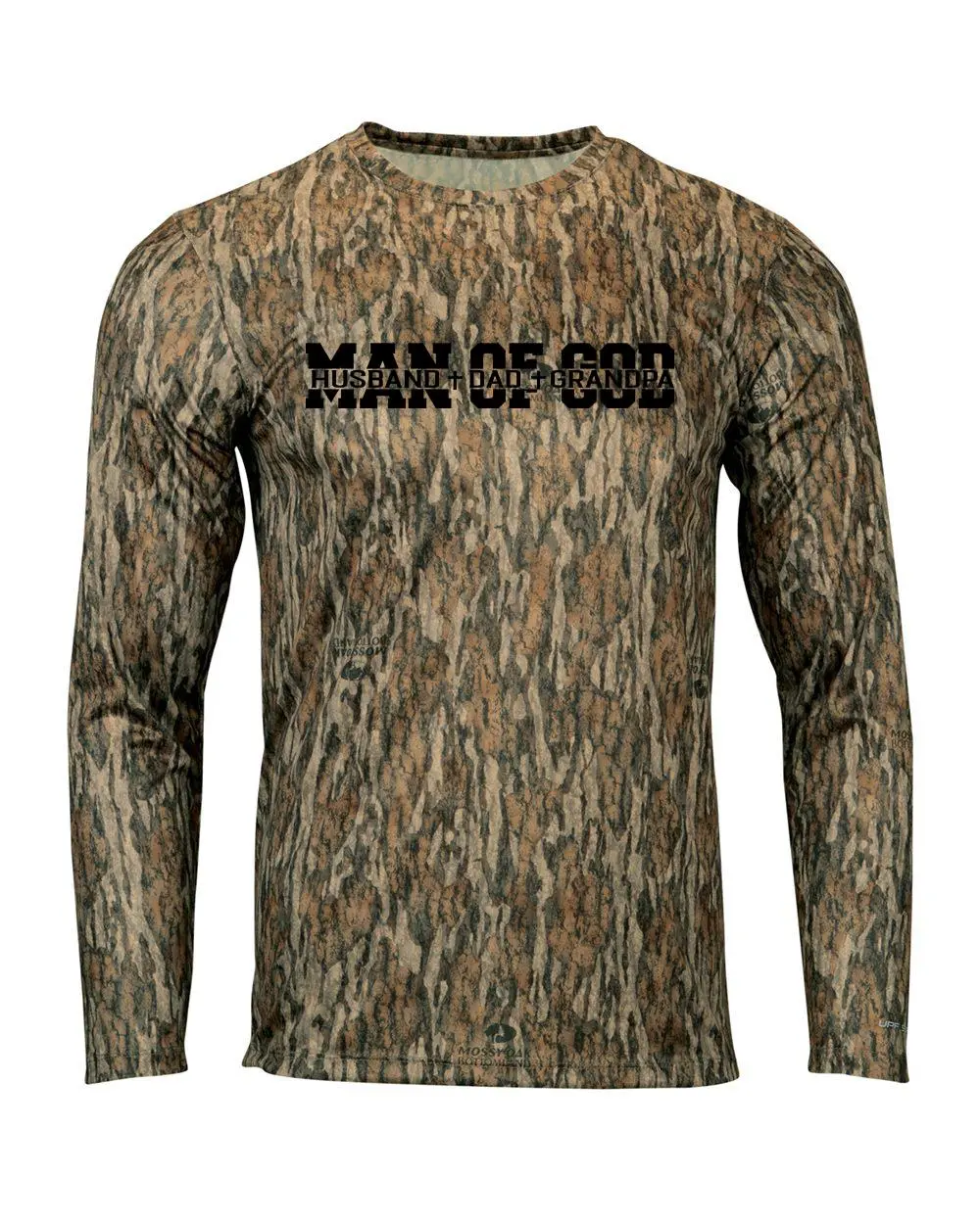 TRENZ SHIRT COMPANY Men's Long-Sleeve Tshirt - Faith-Inspired Christian Oxford Fabric Top, High Stretch, Stylish Camo Print, Work-Ready Performance Menswear for Fathers, Crew Neck, Textured Woven Fabric