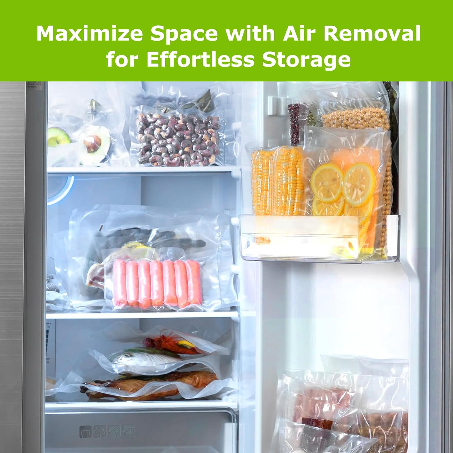 Bonsenkitchen Vacuum Sealer Rolls Bags, 6 Pack 3 Rolls 11" x 20' + 3 Rolls 8" x 20' Commercial Grade BPA Free Bag Rolls, Durable Customized Size Food Vac Bags for Storage and Sous Vide Cooking VB3211