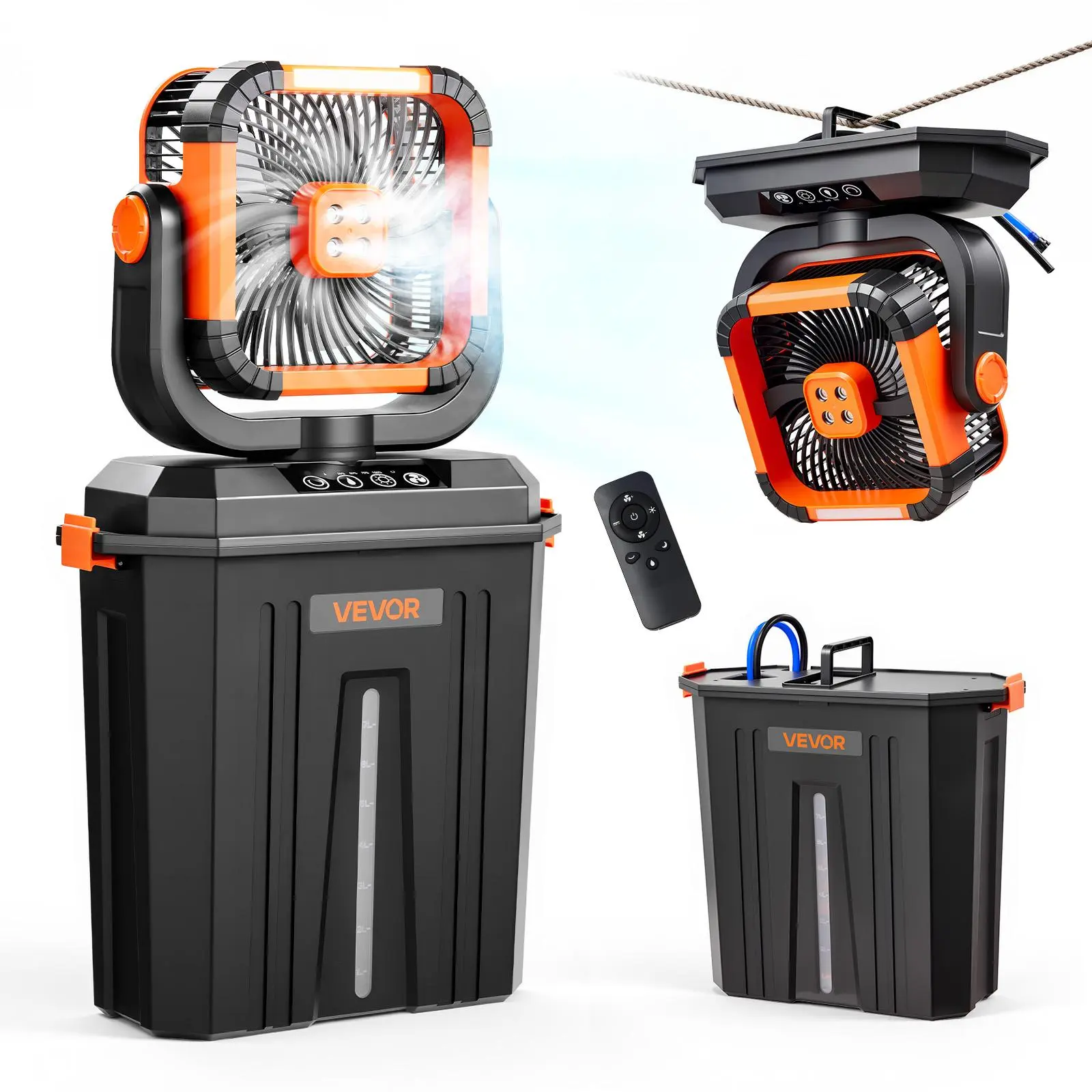 【Summerfinds】VEVOR Misting Fan, 2400RPM Motor Camping Misting Fan, Mister Cooling Fans with 3.17 gal Water Tank, 20000mAh Battery, 4-Speed Wind & 3 Lighting Modes, Water Cooling Fans for Indoor, Outdoor, Patio,dorm essentials,home essentials