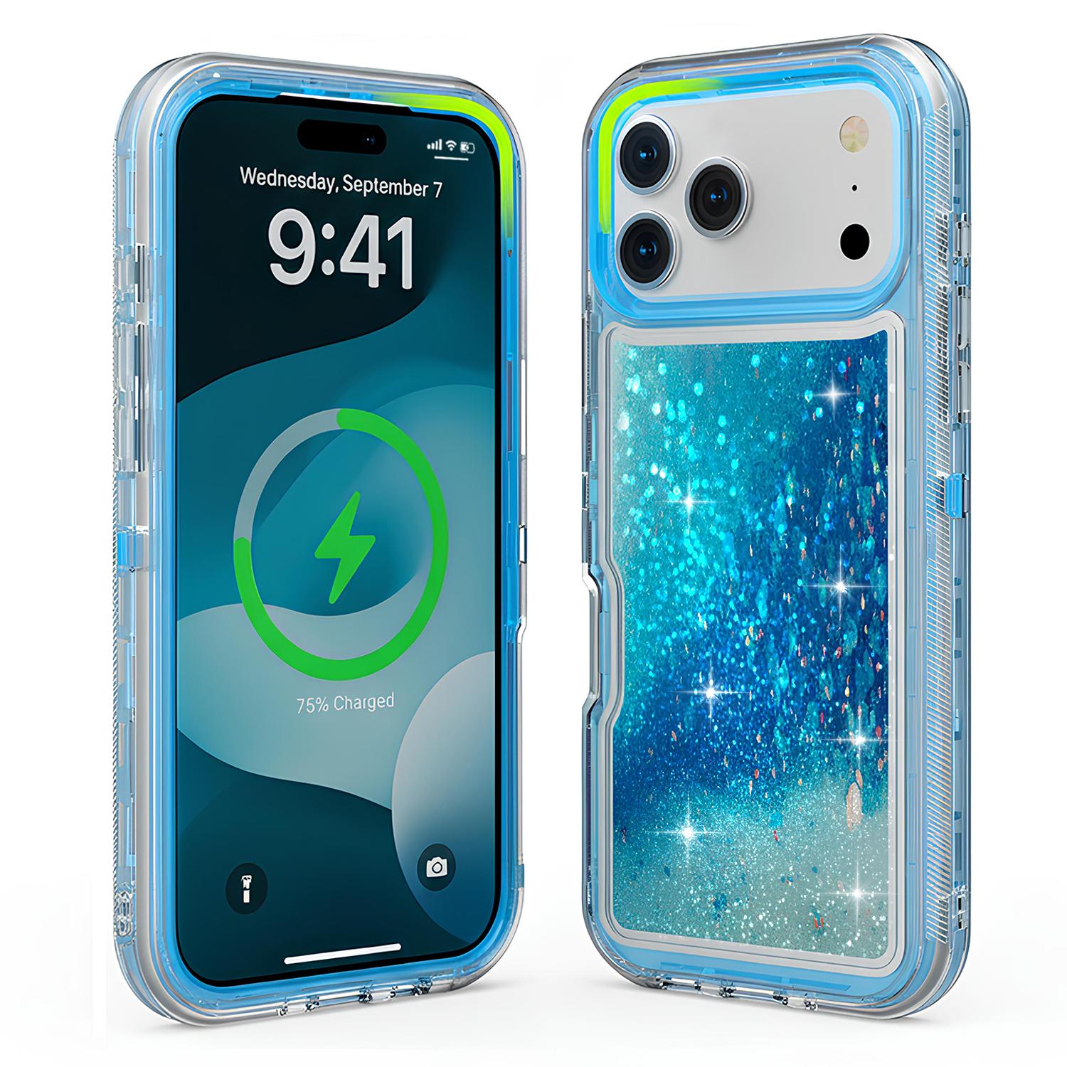 Liquid Quicksand Shiny Bling Sparkly Cute Case For iPhone 17 Pro Max 16 15 14 13,3-in-1 Heavy Duty Protective Glitter Phone Case,Bling Sparkly Cute Case for  Women Girly