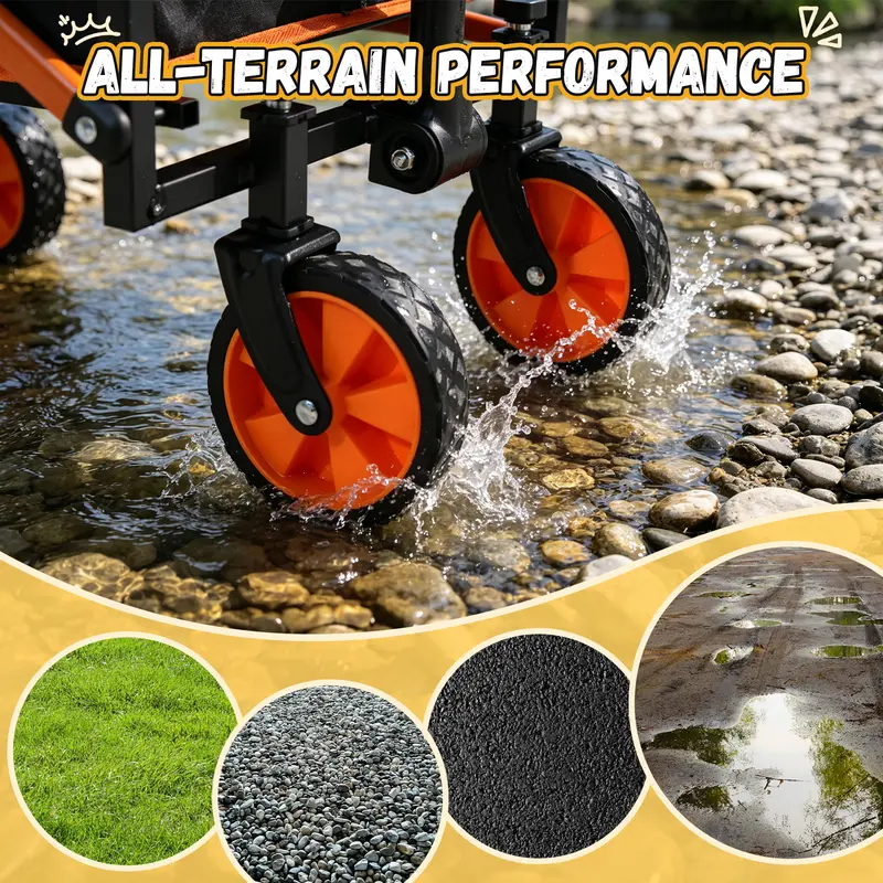 【Small Size】Collapsible Utility Wagon Cart with Wheels, 88 lbs Heavy-Duty Load, Lightweight Folding Design and Adjustable Handle for Camping, Garden, Sports, and Shopping 【Small Size】Collapsible Utility Wagon Cart with Wheels, 88 lbs Heavy-Duty Load, Lightweight Folding Design and Adjustable Handle for Camping, Garden, Sports, and Shopping