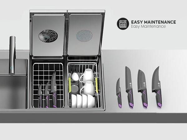 ASETY 15PCS Cyberpunk Knife Set from Future Kitchen Knife Set with Built-in Knife Sharpener Block, Stainless Steel Knife Block Set, Dishwasher Safe Mordern Knife Set, Elegant Box for gift Lightweight Sturdy