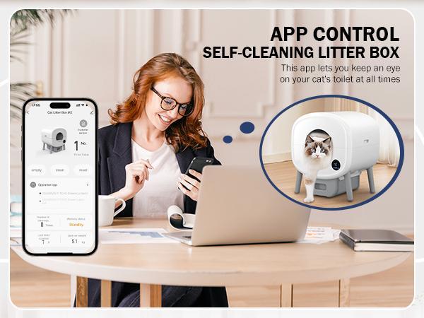 Automatic Cat Litter Box, 95 L Self Cleaning for Multiple Cats, with Safety Protection, App Control,1 Roll Garbage Bags Automatic Cat Litter Box, 95 L Self Cleaning for Multiple Cats, with Safety Protection, App Control,1 Roll Garbage Bags