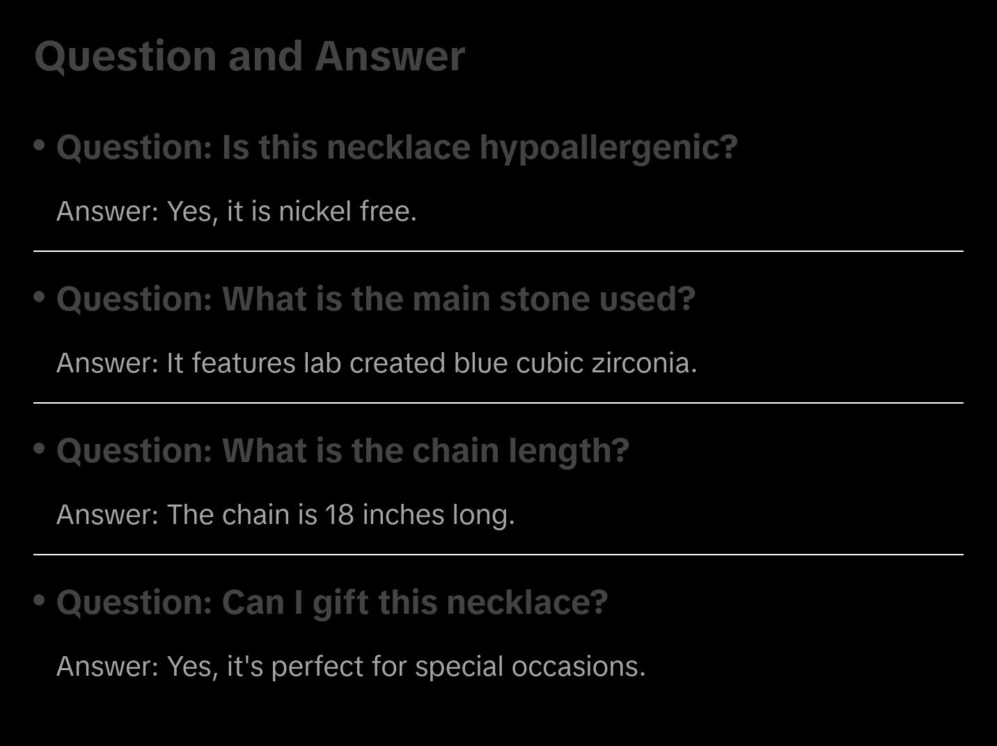 Blue Cubic Zirconia Sterling Silver Necklace