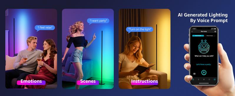 Lepro OE1 AI Smart Floor Lamp, LED RGBW Corner Lamps Compatible with Alexa