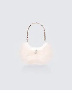 Dora White Fur Lock Bag
