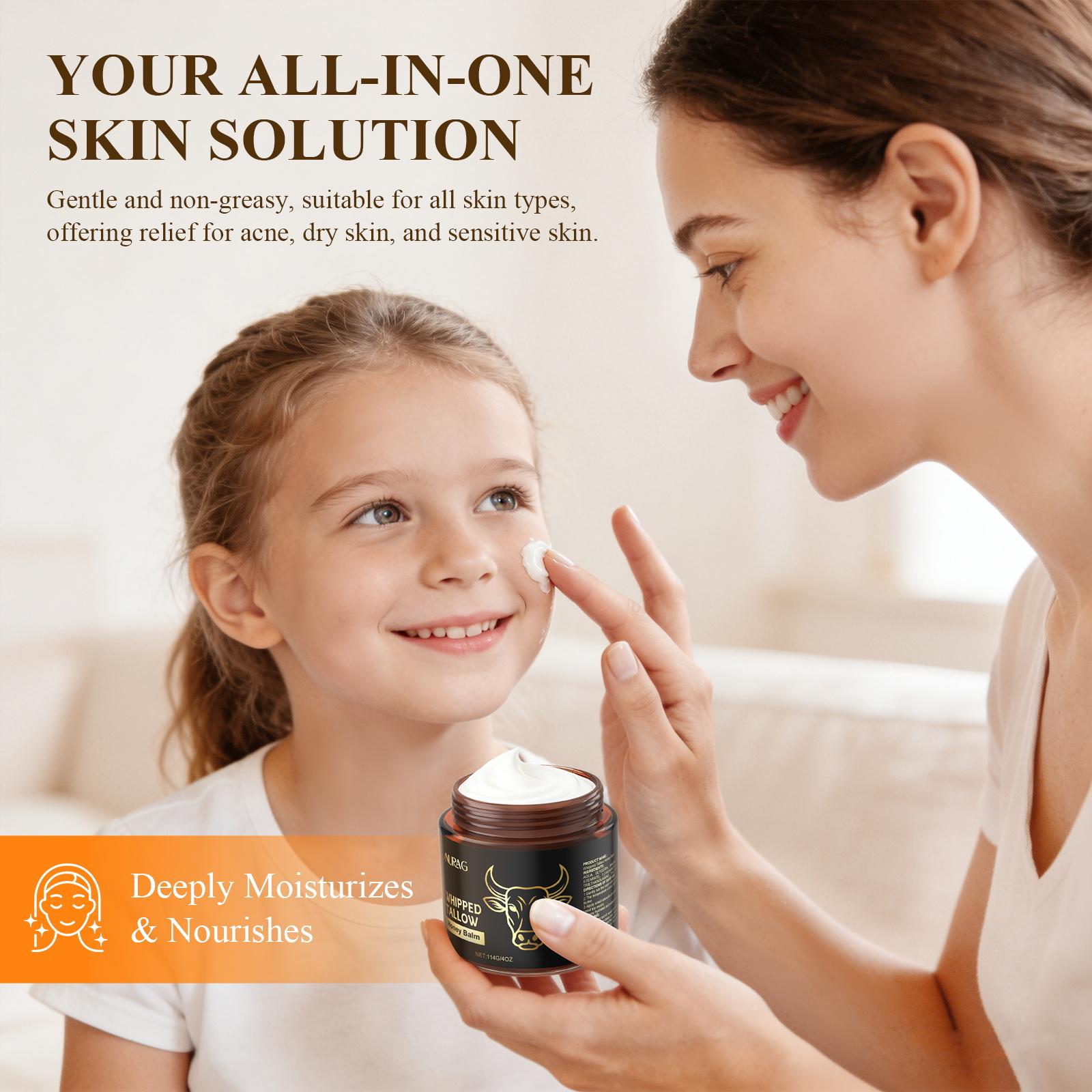 【2 PCS】 Beef Tallow for Skin, Beef Tallow for Face, Hydrating Tallow Balm with Raw Honey and Beeswax, Grass-Fed Beef Tallow & Raw Wild Honey Blend, Body & Face Moisturizer, Natural Formula, Light Scent