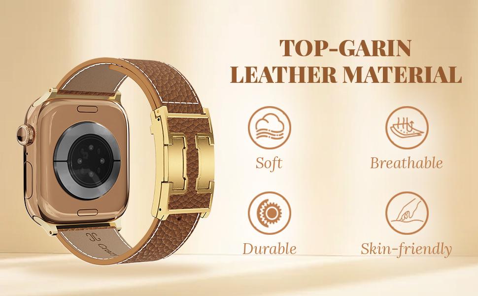 【Stephanie】Crazygrass Magnetic Leather Watch Band for Smart Watch | Elegant & Breathable | Compatible with Series 9/8/7/6/5/4/3/2/1/SE/SE2 | Women's Luxury Strap [WATCH NOT INCLUDED]