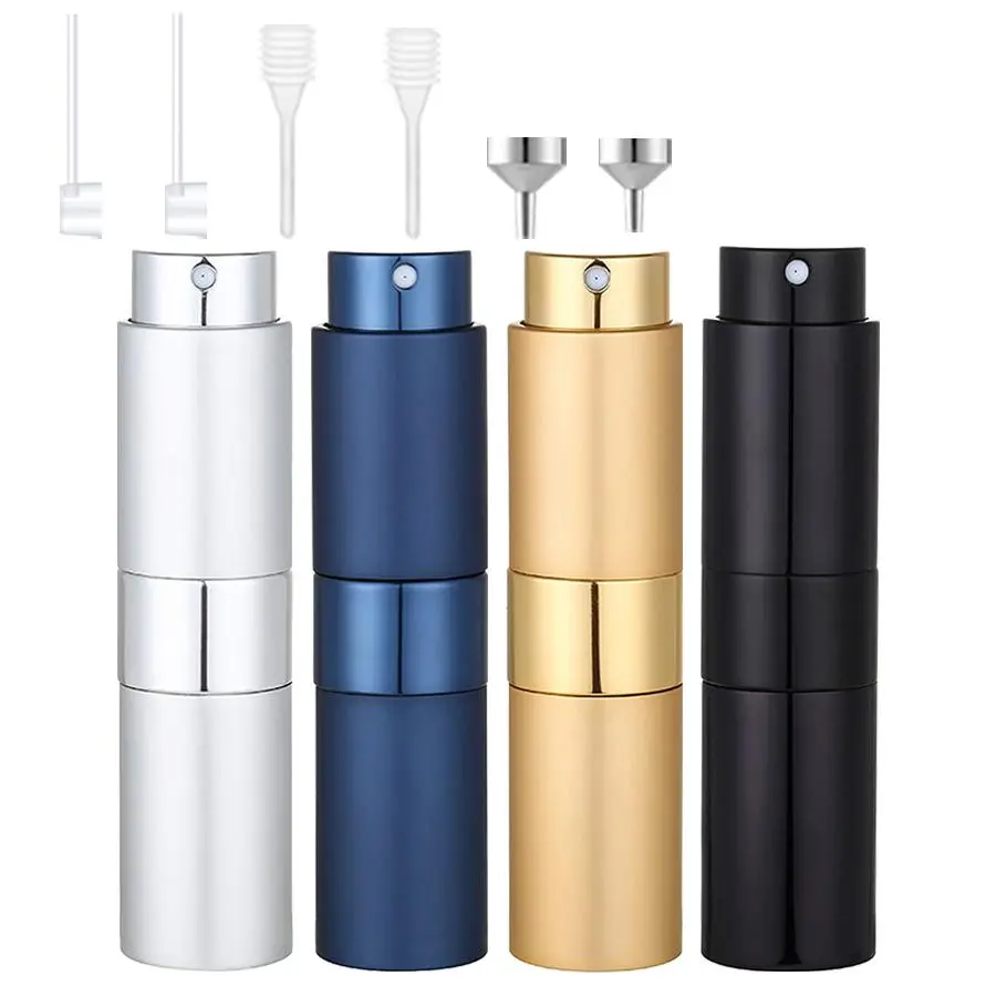 Travel Perfume Atomizer Bottle Set, Refillable Travel Bottles, Lightweight Compact Spray Bottle with Funnel, Dispenser & Spring Straws, Refillable Empty Cologne Bottle for Travel, Outing & Daily Use
