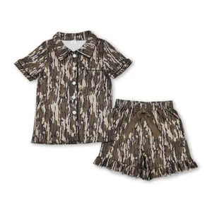 Adult women camo pajamas Brown Camo Hunting Clothes Summer Sleep Wear GSSO3136