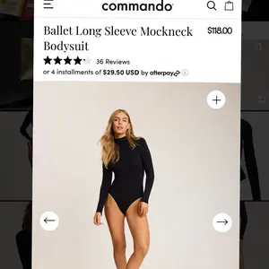 Commando Ballet Long Sleeve Mockneck Bodysuit 100% Authentic Retail $118