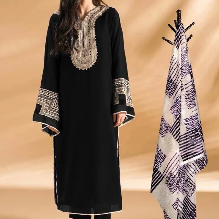 Heavy Georgette Suit Set for Women | 3-Piece Ethnic Printed Tunic with Matching Bottom and Cotton Dupatta | Festive Wear