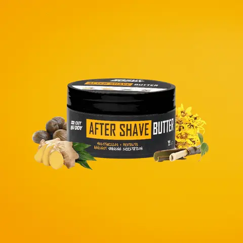 Aftershave Moisturizer Butter + Balm with Razor Bump Defense and Comfort - Vegan Ingredients - Willow Bark, Witch Hazel, Ginger,  Aloe, Shea Flower Cleanser