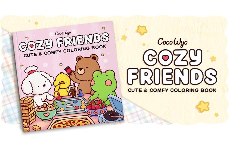 Cozy Friends Coloring Book - Cute and Comfy Design for Adults and Teens Featuring Super Cute Animal Characters and Simple Designs for Relaxation