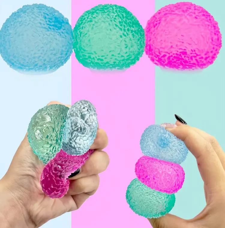 3PC Malt Sugar Texture Decompression Squishy Squeeze Balls - Iridescent Stress Relief Fidget Toys for Grown Ups & Kids, Unique Oddities Summervibes Party Gifts, Squishies Toys
