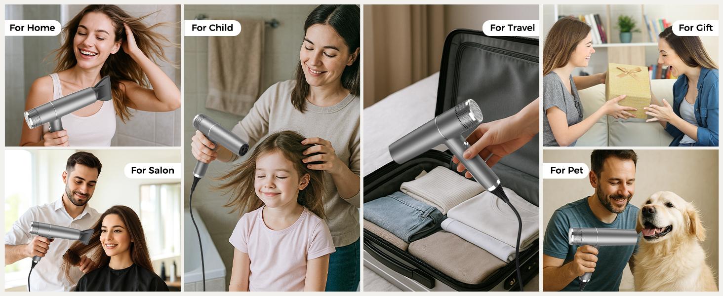 Slopehill Hair Dryer with Unique Brushless Motor | Intelligent Fault Diagnosis | Innovative Microfilter | Oxy Active Technology | Led Display (Grey) Christmas Gifts Holiday Gift