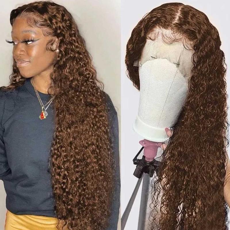 Chocolate Brown Deep Curly Human Hair Wig 13X4 Hd Transparent Lace Frontal Wigs Colored Loose Deep Wave 13X6 Lace Front Wig For Women 30 34 Inch Natural Hairline TikTokShopBlackFriday