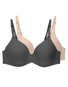 Hanes Invisible Look Women's Underwire T-shirt Bra 2-pack Multi Pack Comfortable Fit Everyday Support Breathable Mhg606
