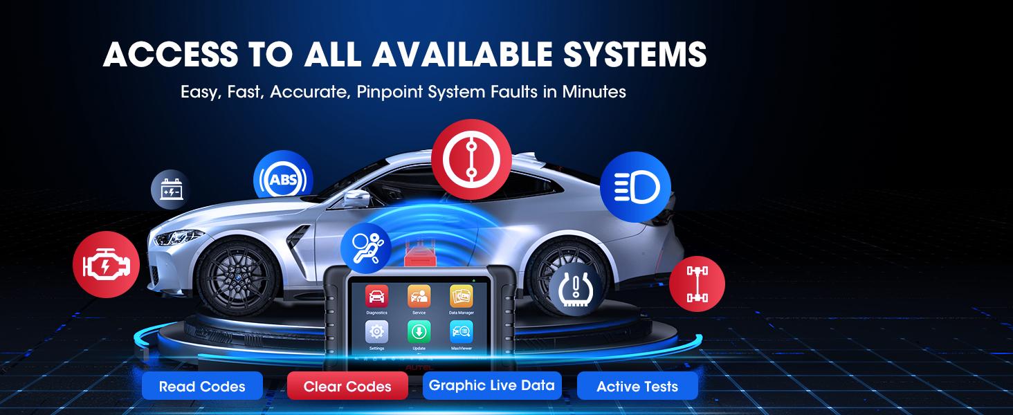 Autel Scanner MaxiCOM MK808S Car Diagnostic Scan Tool Bi-directional All Systems Diagnosis 28+ Services Active Test