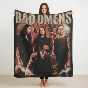 Bad Omens Band Fleece Blanket, Bad Omens Gothic Metal Band Throw Blanket, Rock Band Fan Gift, Dark Aesthetic Music Blanket, Bedroom Decor