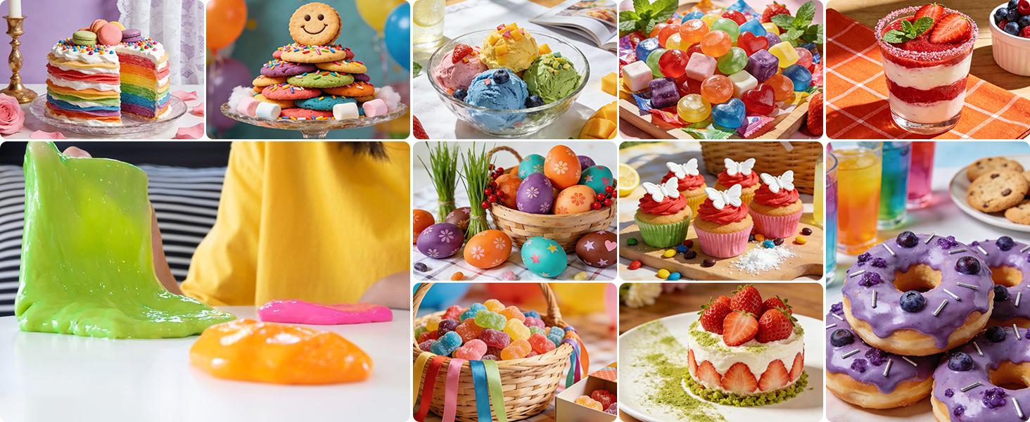 4 Natural Liquid Food Coloring 0.25 Fl Oz (6ml) /bottle, FD&C Free ，Dye Free Plant Based Food Coloring, Vegan Food Coloring for Cake, Frosting, Fondant & Easter Egg Decorating Baking