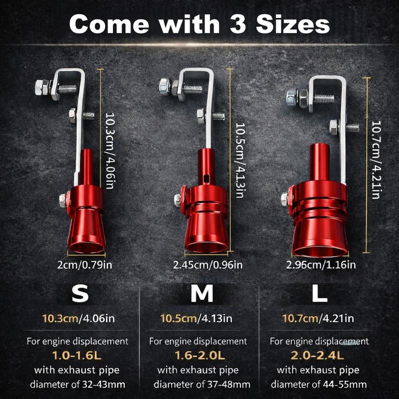 Aluminum Turbine-Style Whistle Accessory Set (3PCS) Car & Motorcycle Novelty Accessories, Non-Performance Sound Effect Design, Easy Setup Turbo Pipe Whistle Muffler party gift