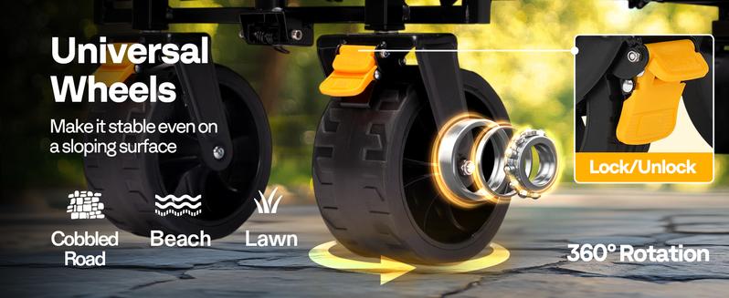 VIVOHOME 48''L Extended Collapsible Wagon Cart with 440lbs Weight Capacity, Heavy Duty 350L Folding Utility Garden Cart with Extended Tailgate and Big All-Terrain Beach Wheels